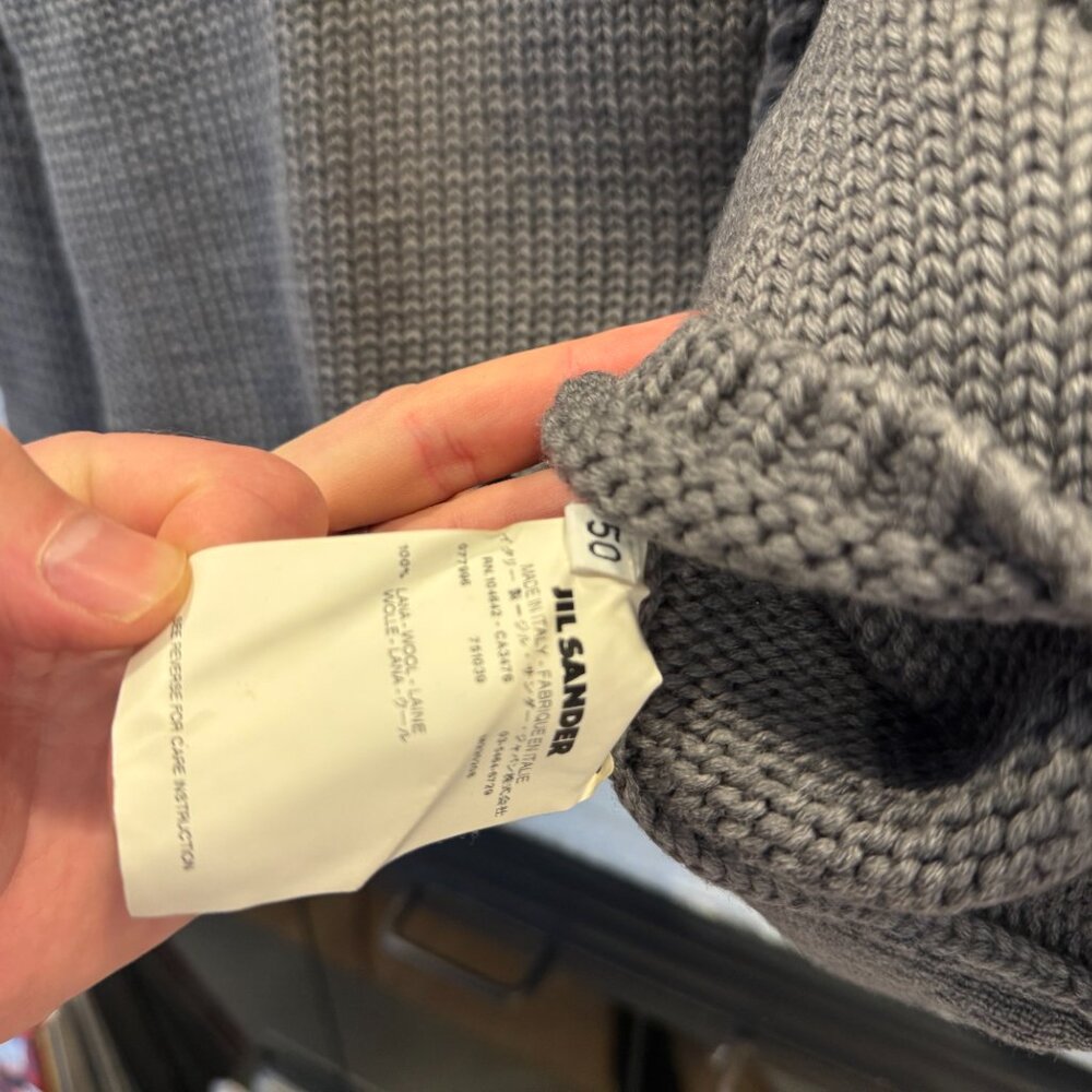 Jil Sander Mens Knit Wool Cardigan Grey Size 50 (runs small) Made in Italy - Picture 5 of 7